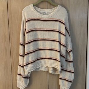 Cloud Chaser Cream and Brown Striped Sweater